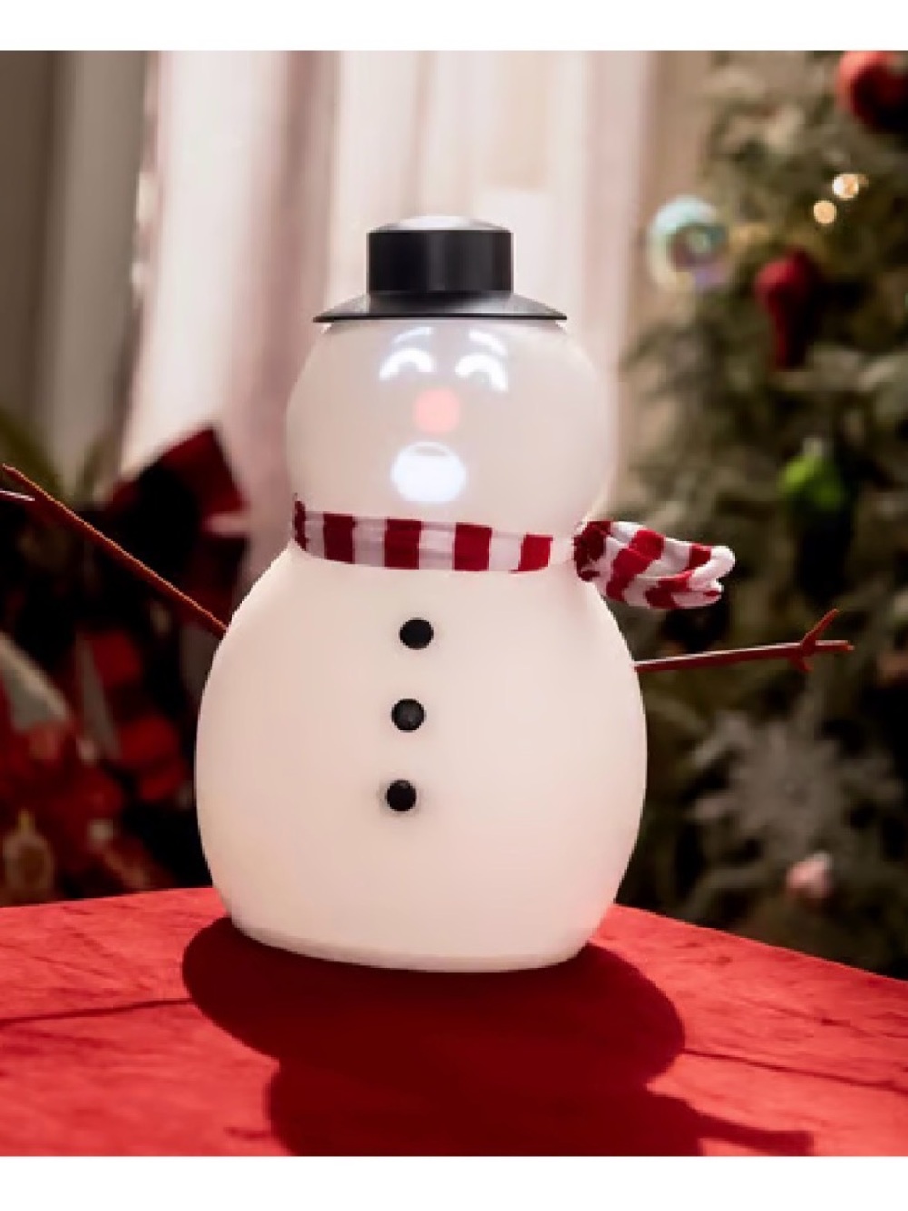 LED Snowman Figure with Red Striped Scarf - Holiday Accent